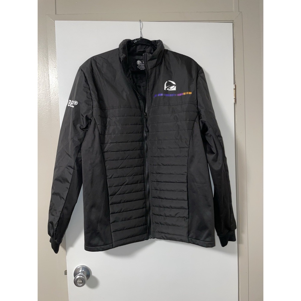 Taco Bell Employee Uniform Puffer Jacket Black w/Logo Men's Medium Quilted